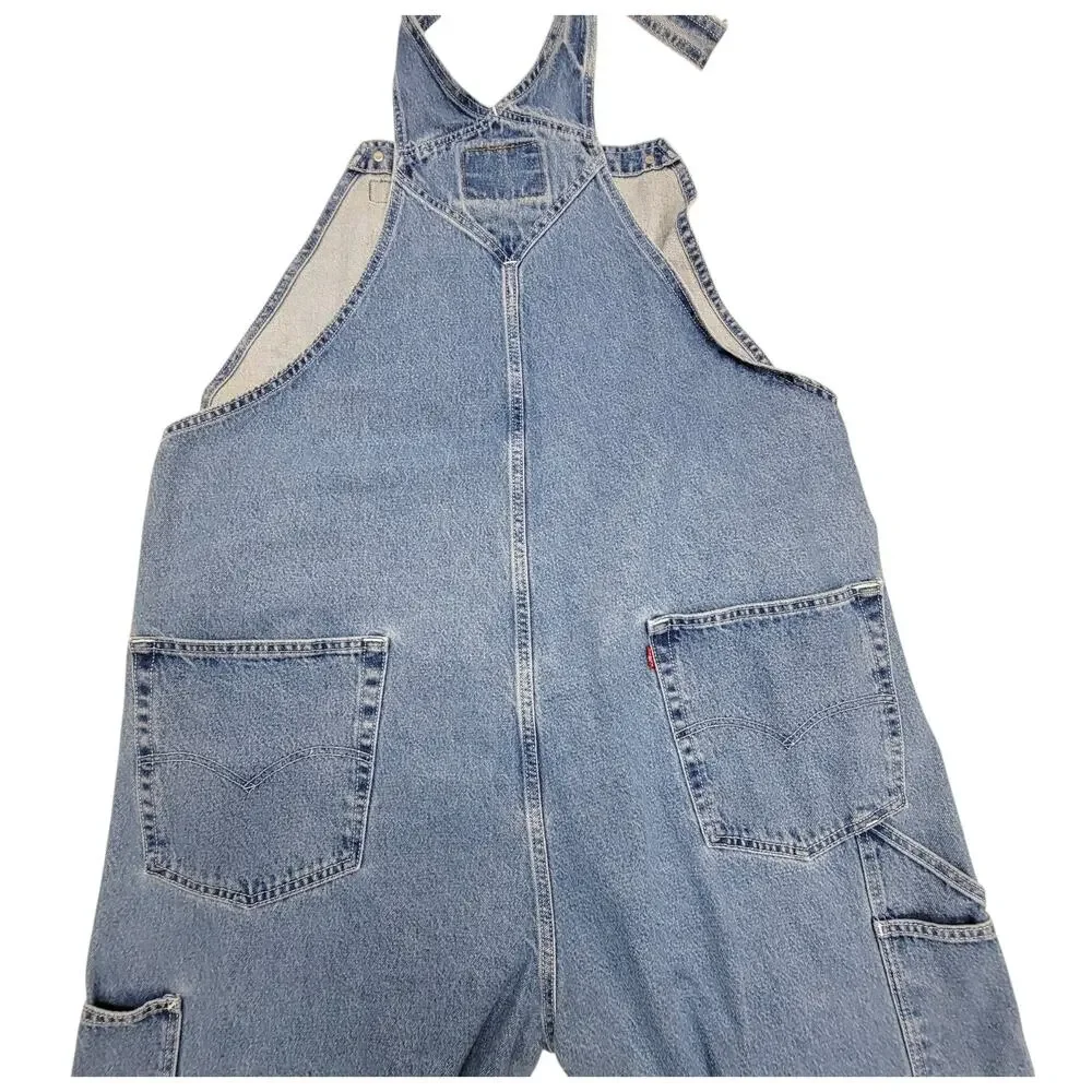 Levi's Blue Denim Bib Overalls Mens 3XL Carpenter Workwear Loose Fit Jeans